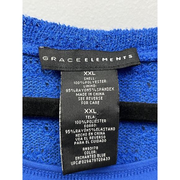 Grace Elements Womens Size 2X Tunic Top Bright Blue Built in tank - Picture 3 of 5